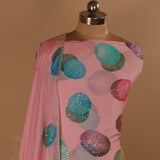 Designer Hand Embroidered Pink Organza Georgette Suit Dupatta