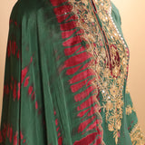 Pure Silk Tie-Dye Dori and Mirror Work short Anarkali Salwar Suit Dupatta