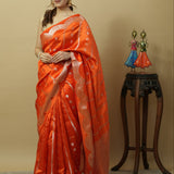 Pure Mango silk handloom zari woven Saree
