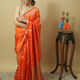 Pure Mango silk handloom zari woven Saree