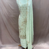 Serene Elegance: Hand-Embroidered Organza Georgette Ensemble