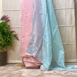 Luxurious Hand-Embroidered Banarasi Organza Silk Suit with Gota Work and Woven Jaal Dupatta