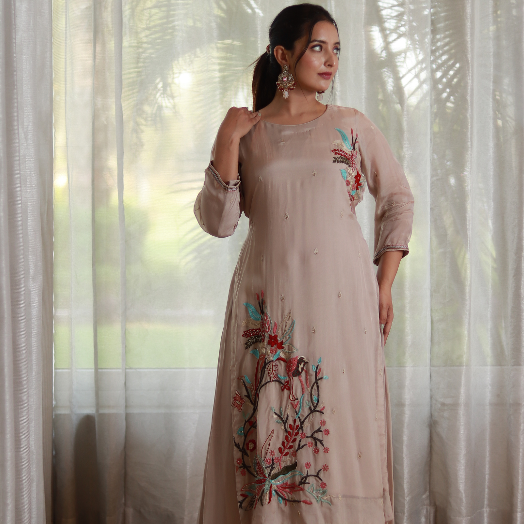 new hand embroidery dress design Handmade Mexican Embroidered Cotton Dress One of a Kind Floral Design (Size: XL)