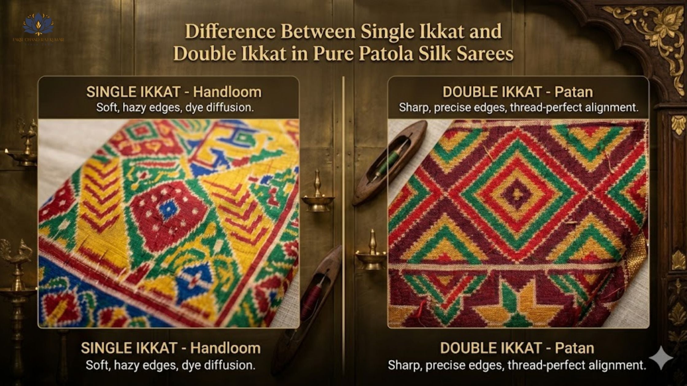 Difference Between Single Ikkat and Double Ikkat in Pure Patola Silk Sarees