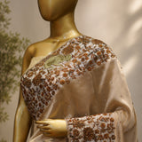 Silver Gold Hand-Embroidered Tissue Silk Ensemble