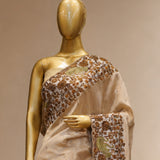 Silver Gold Hand-Embroidered Tissue Silk Ensemble