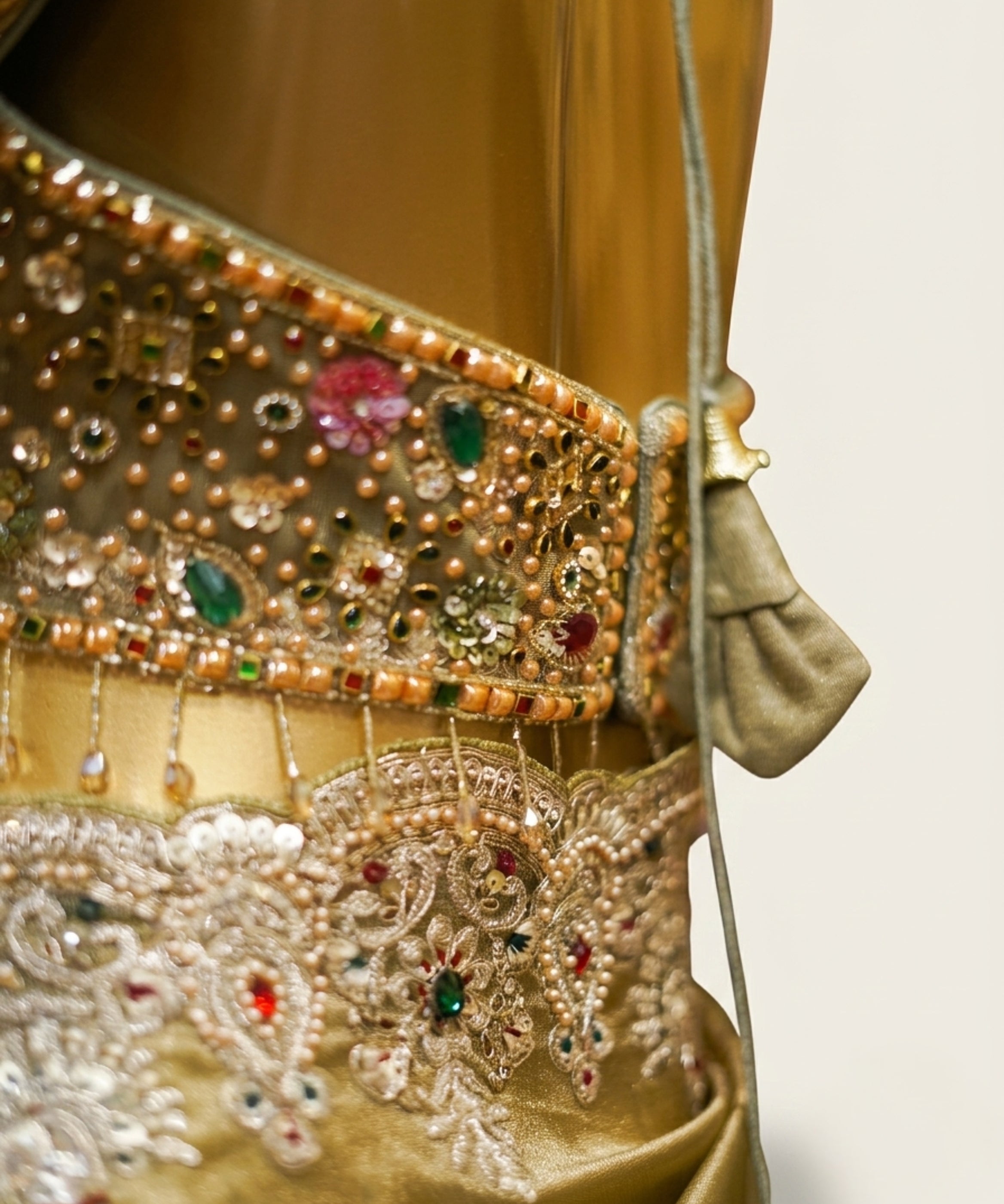 Gold Hand-Embroidered Tissue Silk Saree