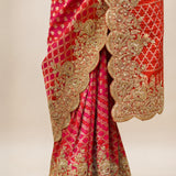 Red and Pink Fusion Silk Saree