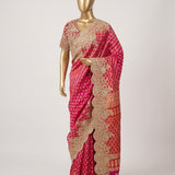 Red and Pink Fusion Silk Saree