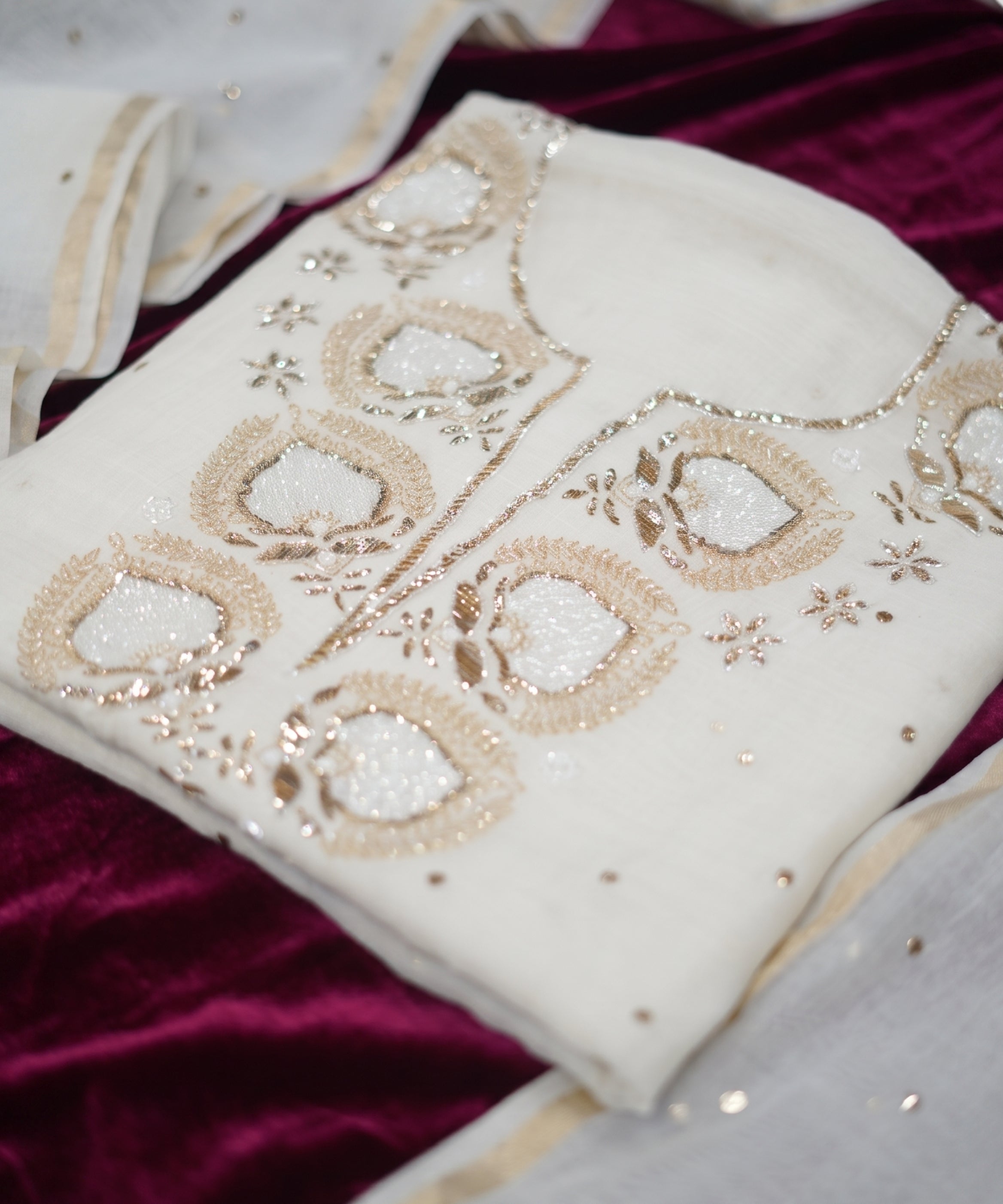 Adaa Dyeable Malmal Chikankari Kamdani Suit