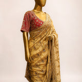 Gold Hand-Embroidered Tissue Silk Saree