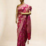 Fuchsia Pink Pure Katan Silk Banarasi Saree