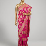 Fuchsia Pink Pure Katan Silk Banarasi Saree