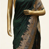 Bottle Green Pure Katan Silk Banarasi Saree