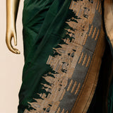 Bottle Green Pure Katan Silk Banarasi Saree