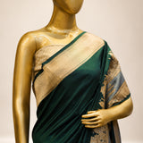 Bottle Green Pure Katan Silk Banarasi Saree