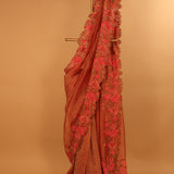 Designer Thread Embroidered Tissue Saree