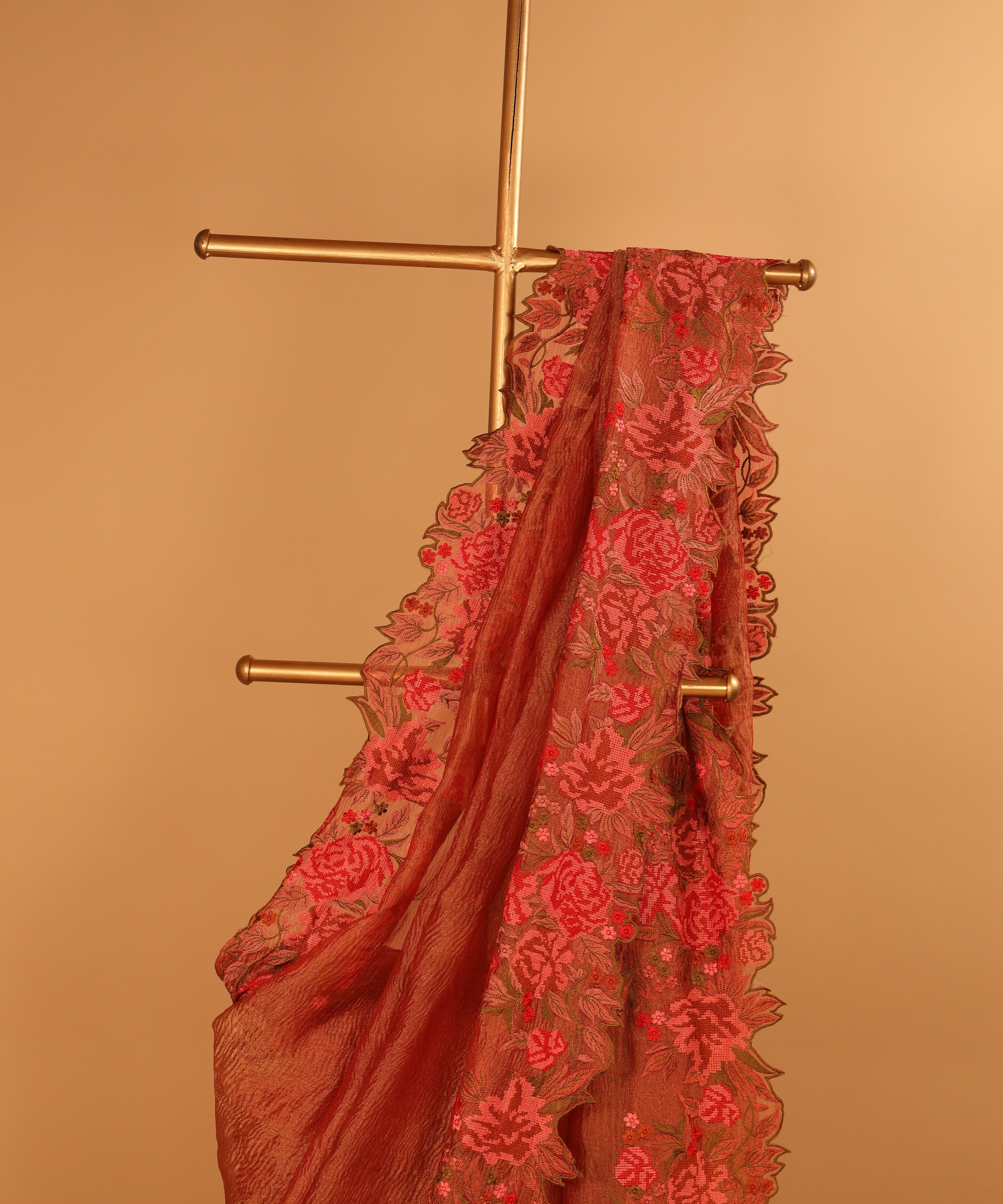 Designer Thread Embroidered Tissue Saree