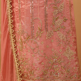 Hand Embroidered Pink Pure Silk Suit Dupatta