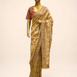 Gold Hand-Embroidered Tissue Silk Saree