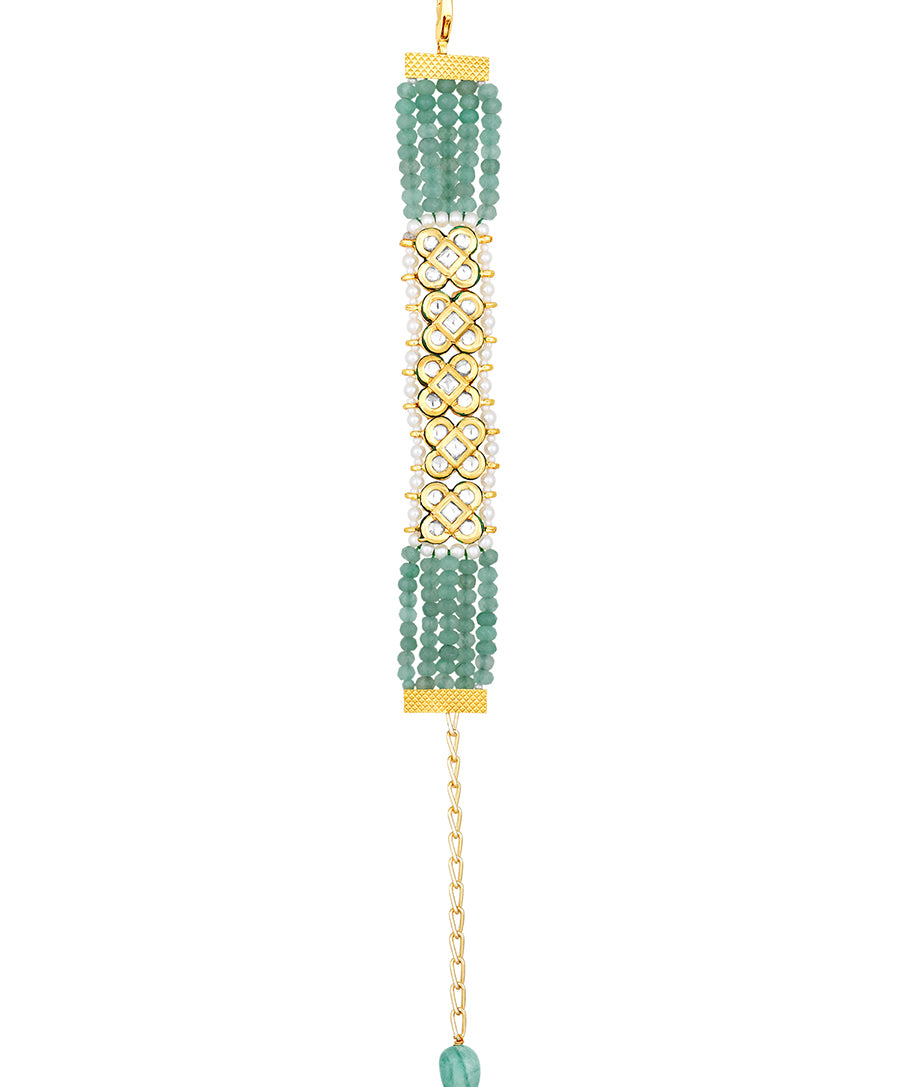 Designer gold brass polish with kundanpolki,Agates.