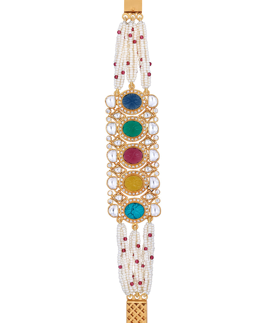 Designer Gold brass polish with kundanpolki,Kediya moti
