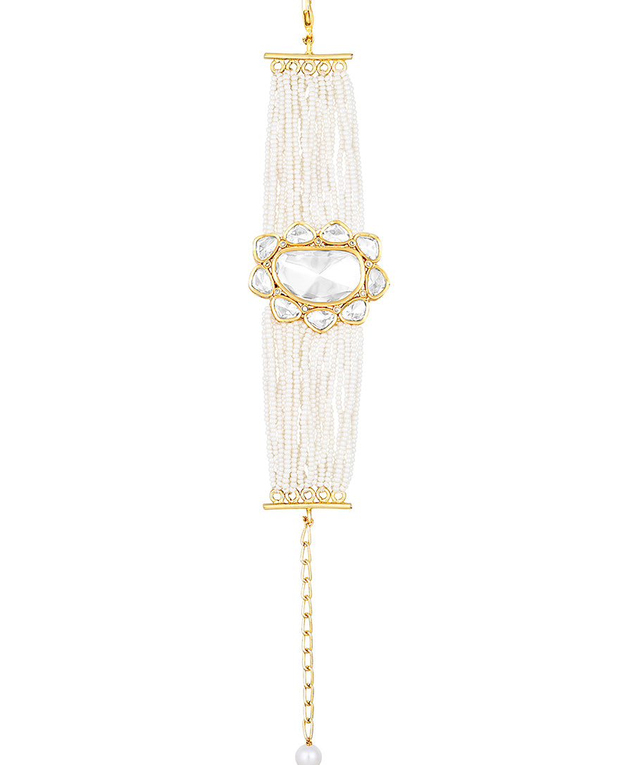 Designer Gold brass polish with kundanpolki,Kediya moti