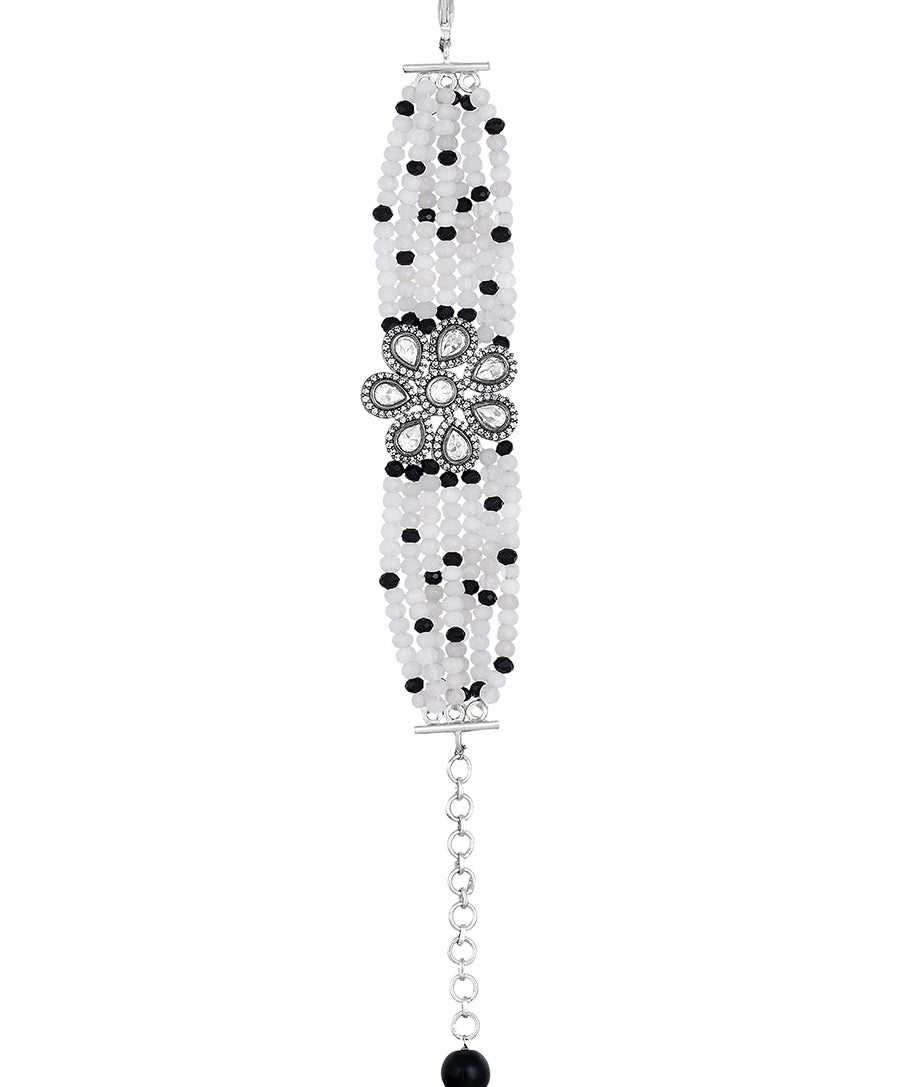Designer silver brass polish with kundanpolki,Agates.