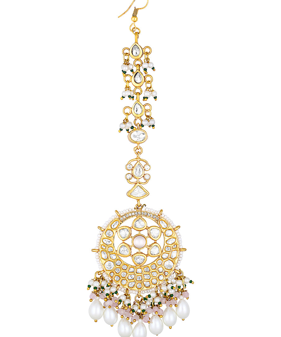 Micron gold brass polish,Kundan polki,pearls