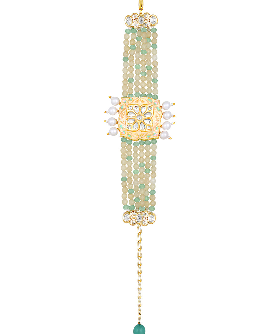 Designer Gold brass polish with kundanpolki,Kediya moti