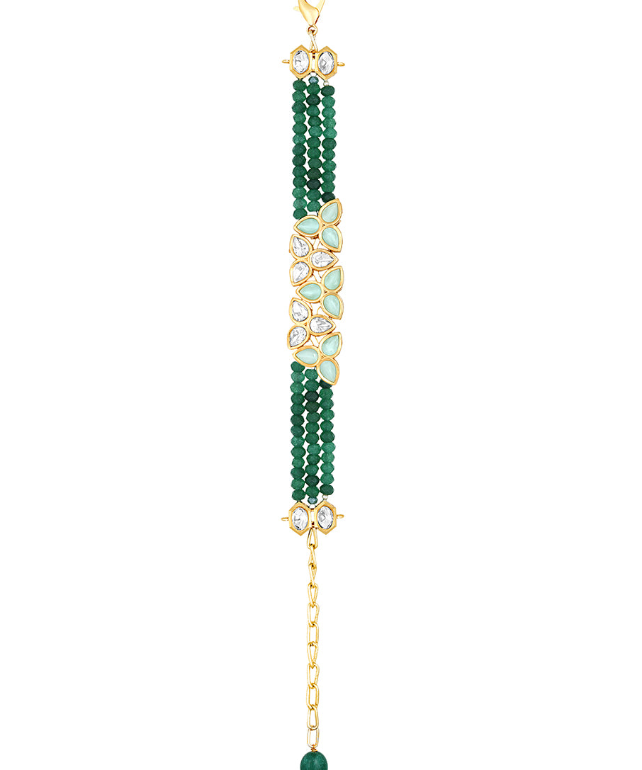 Designer gold brass polish with  Kundan Polki, Coloured Kundan Polki,Agate,