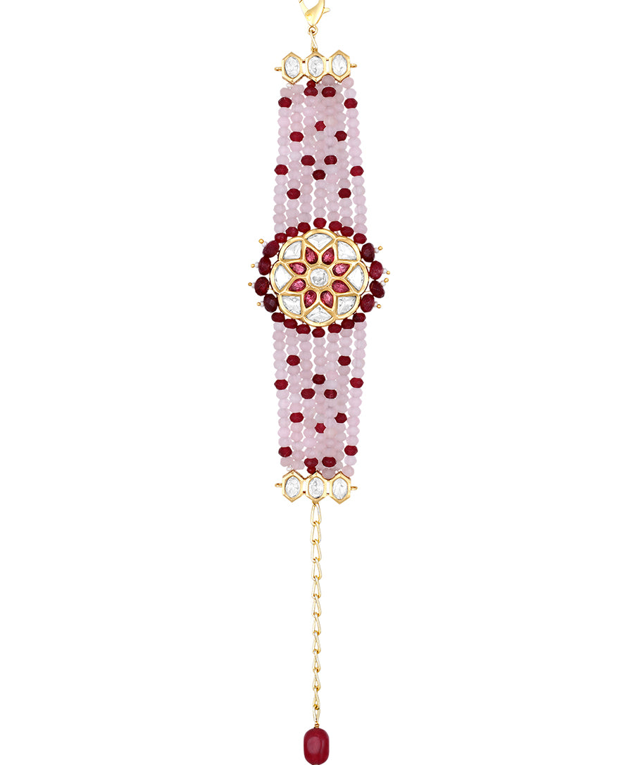 Designer gold brass polish with  Kundan Polki, Agate