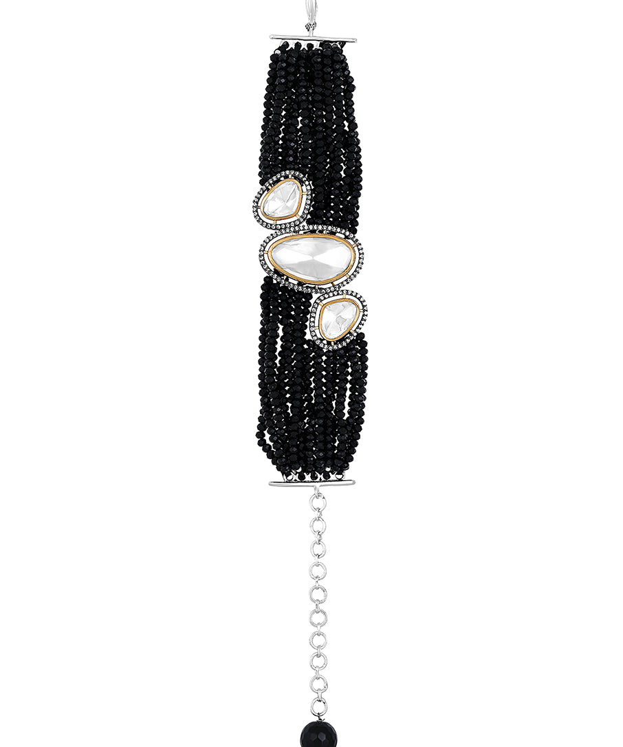 Black Gold plated Polki Bracelet with Crystals