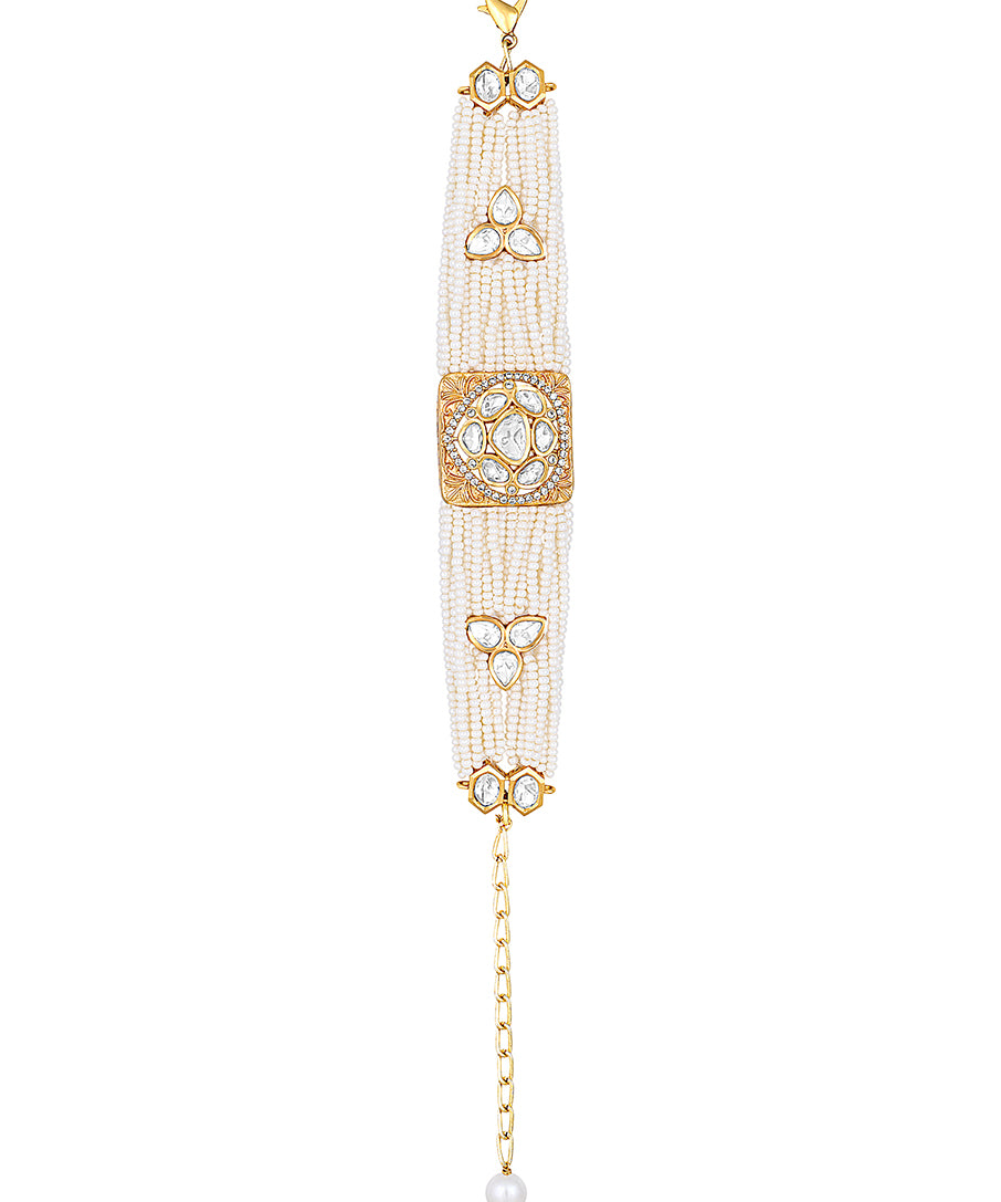 Designer Gold brass polish with  kundanpolki,Kediya moti