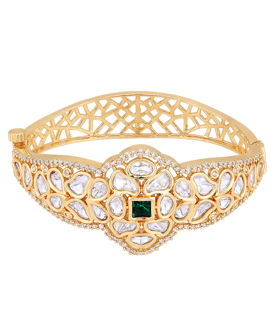 Designer gold brass polish,Kundan polki,onyx stone