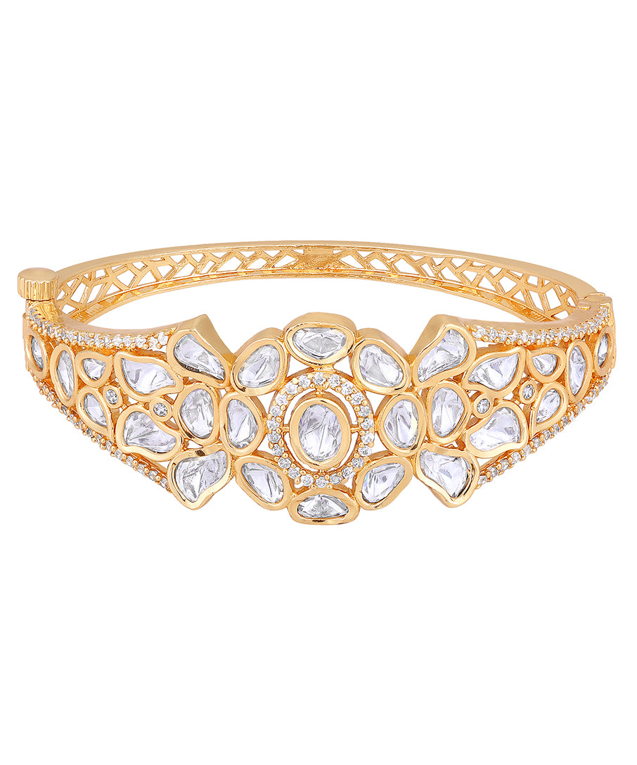 Designer gold brass polish with Kundan polki