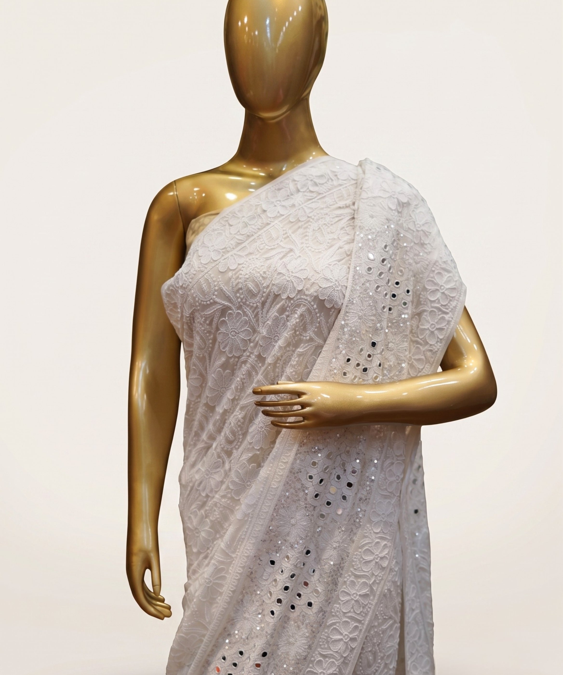 Lucknowi Chikankari Pure Georgette Saree