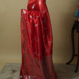 Pure Mango Silk Saree in Red with Gold Zari Weave & Rich Cutwork Pallu