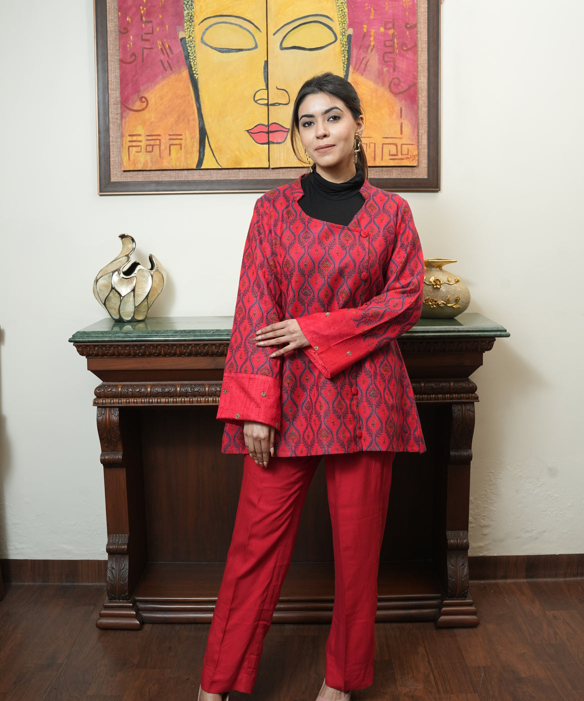 Hand embroidered pashmina coord set