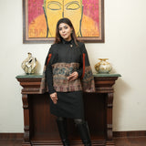 Majestic Pashmina Cape with Intricate Ethnic Border and Coordinated Pants