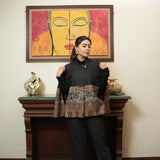 Majestic Pashmina Cape with Intricate Ethnic Border and Coordinated Pants