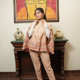 Majestic Pashmina Cape with Intricate hand embroidery and Coordinated Pants