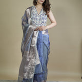 Lilac Pure Organza Saree with Banarasi Woven Border