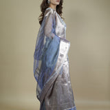 Lilac Pure Organza Saree with Banarasi Woven Border