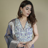 Lilac Pure Organza Saree with Banarasi Woven Border