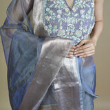 Lilac Pure Organza Saree with Banarasi Woven Border