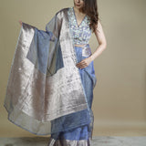 Lilac Pure Organza Saree with Banarasi Woven Border