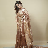 Pure Tissue Handloom Saree in Antique Gold