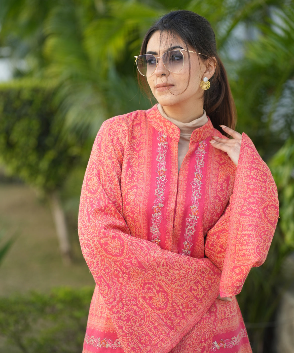 Pashmina embroidered jacket Set