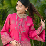 Peach Embroidered Pashmina Jacket set